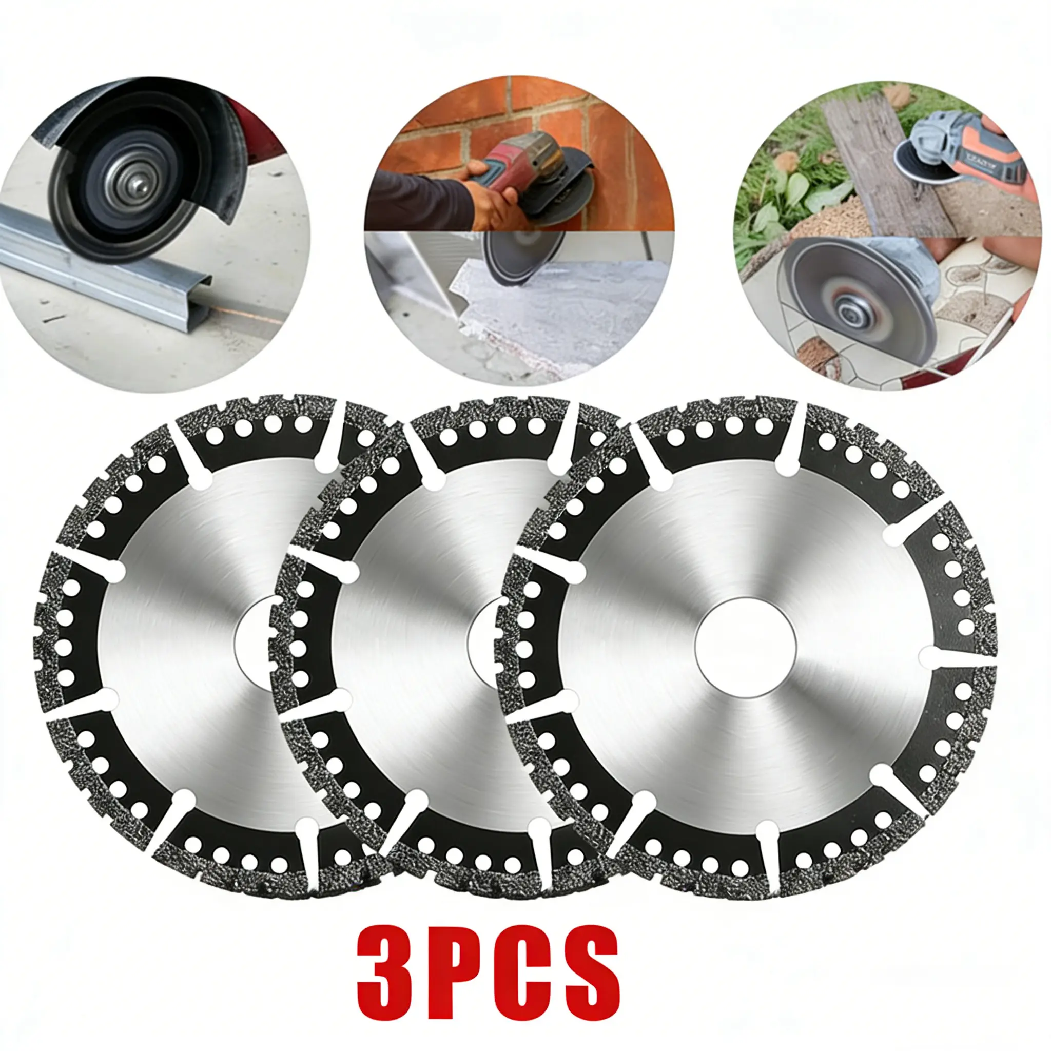 3PCS 4.5-Inch Diamond Multi-Purpose Saw Blade - Heavy-Duty Angle Grinder Disc, Diamond Cutting Wheel Blades for DIY Enthusiasts Cutting Marble, Quartz, Stone, Tile, Metal, Plastic
