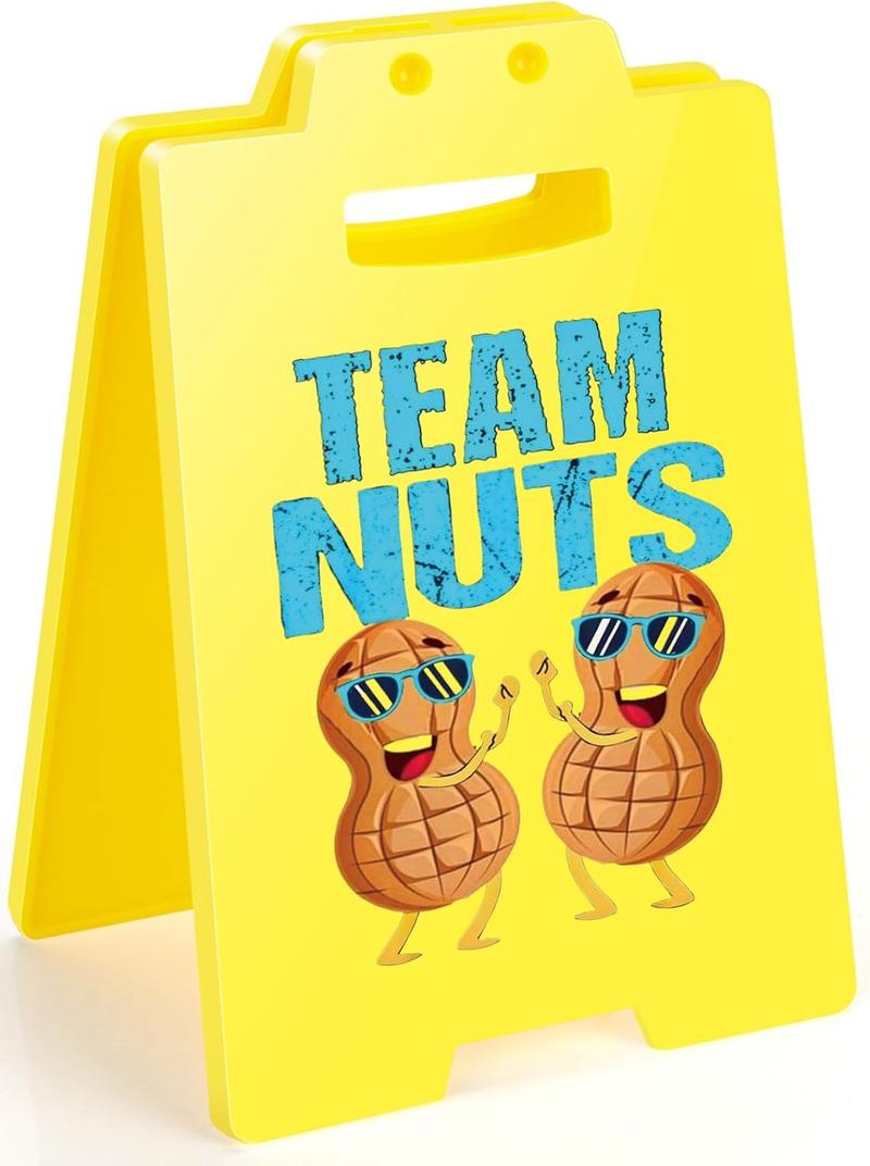 Desk Sign for Workday Humor - 6.3 x 3.9 in - Caution Overstimulated, Answer Desk Rate, Team Nuts - Yellow Sign with Black Text, for Office, Classroom, Home - Gift for Colleague, Boss & Employees