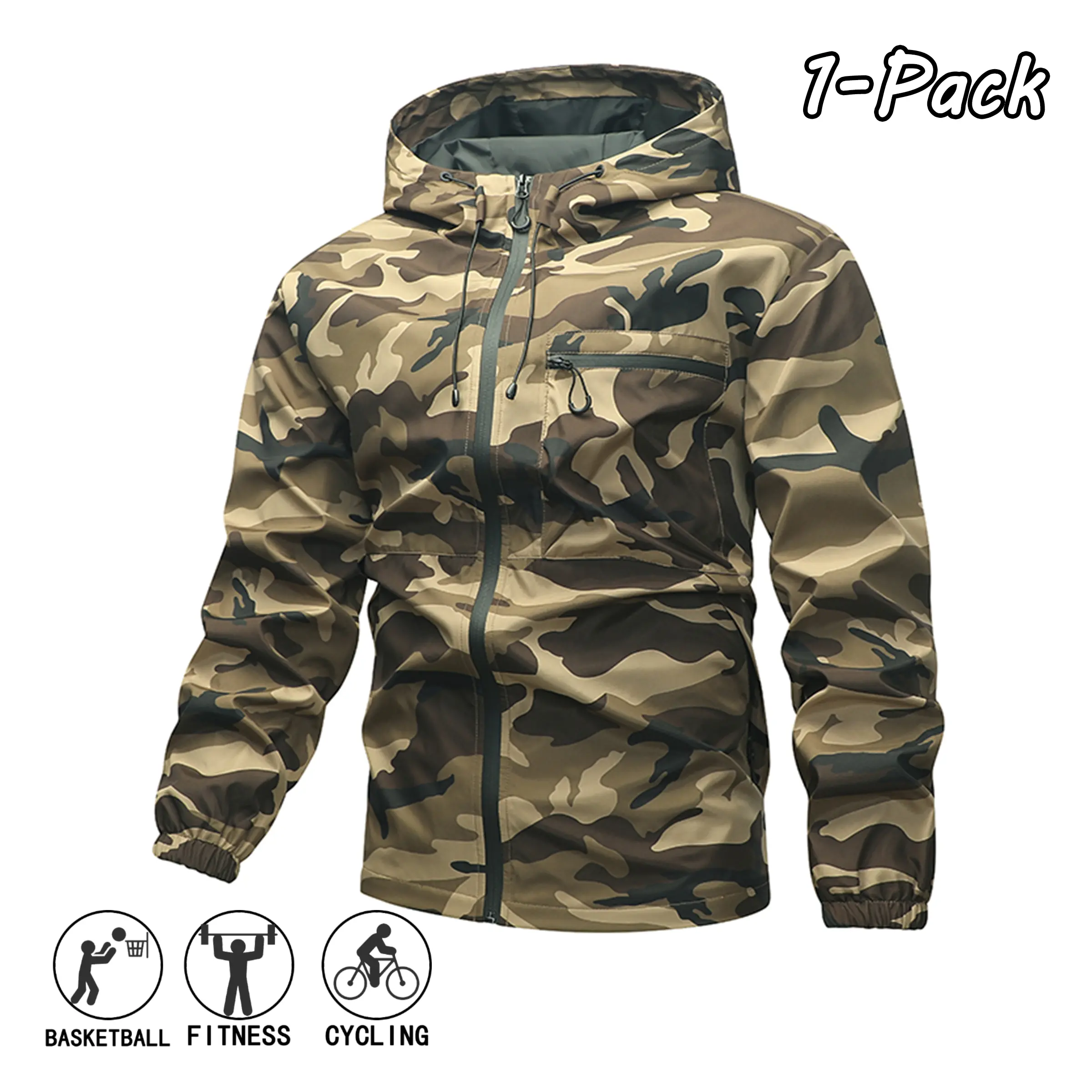 Men’s Camouflage Hooded Lightweight Jacket - Spring & Autumn Casual New Arrival, Suitable for Outdoor Sports & Everyday Wear
