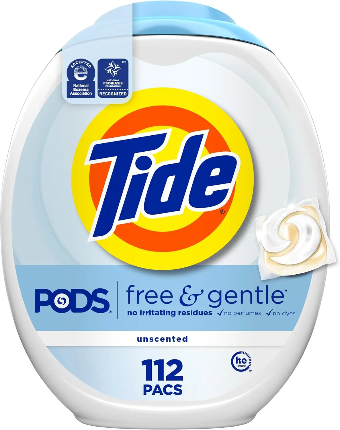 Tide PODS Free & Gentle Laundry Detergent Soap Pacs, 112 Count, Tide PODS Laundry Detergent, Laundry Detergent Pacs, Laundry PODS Detergent