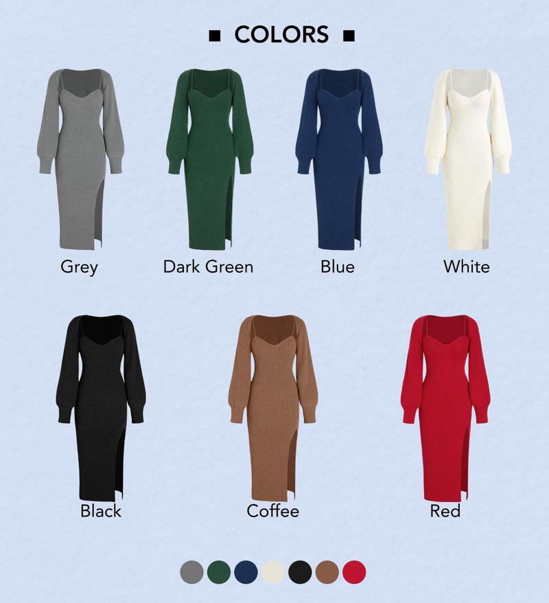 Cider 2-Piece Set Sweater Dress, Stretchy and Hugs Your Figure, Fits Like Glove, Elegant Fashion Cozy Outfits, Night Date Outfits