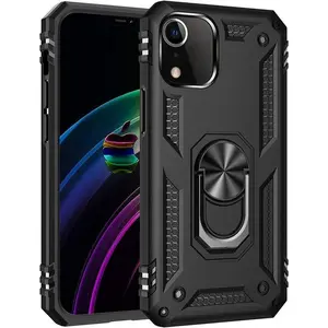 Entronix for Apple iPhone XR Heavy Duty Wireless Cellphone Cover with Built-in Kickstand, Dual Layer Protection, Magnetic Metal Casing Holder