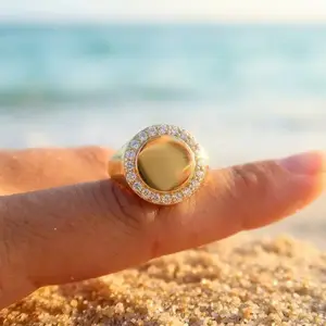 Coral Cove Sun-Inspired Signet Ring - Engravable