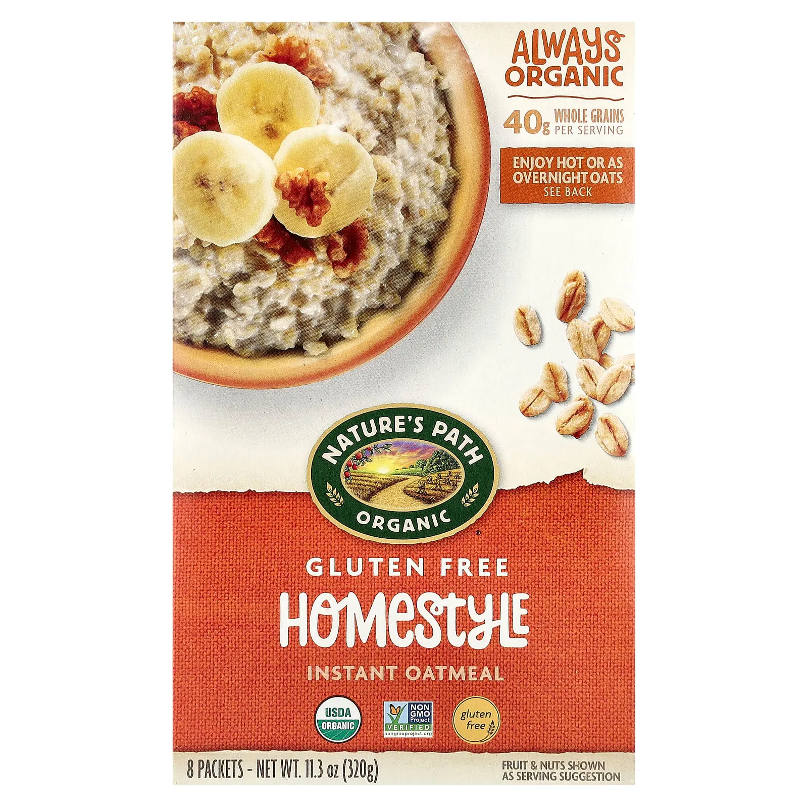 Nature's Path Organic Instant Oatmeal, Homestyle,  8 Packets, 11.3 oz (320 g)