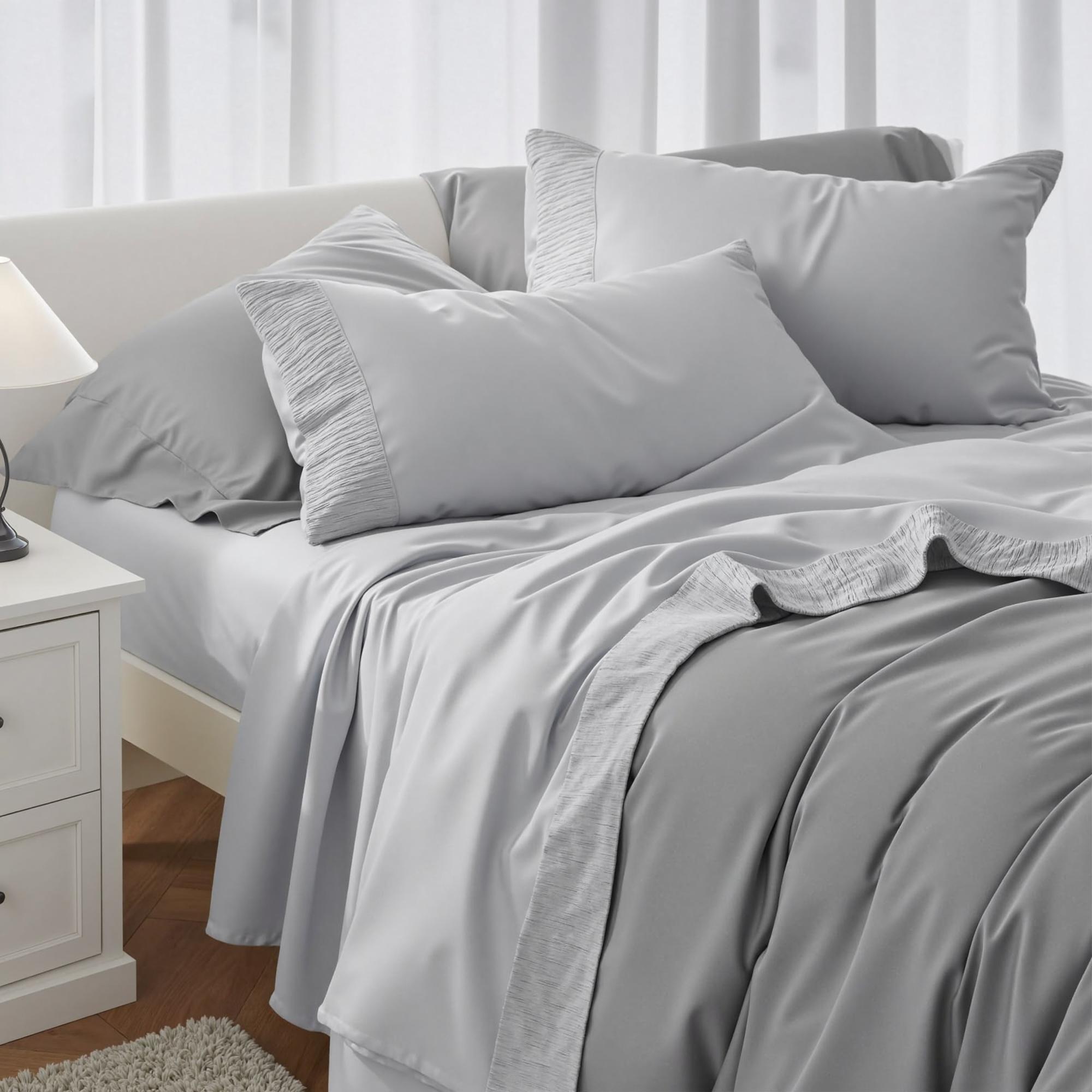 4-Pc Bed Sheets Set - Romantic Embossed Design & Brushed Microfiber  Bed Set- King Bed Sheet & Pillowcases - Upto 14" Deep Pocket Hotel Luxury Queen Sheets