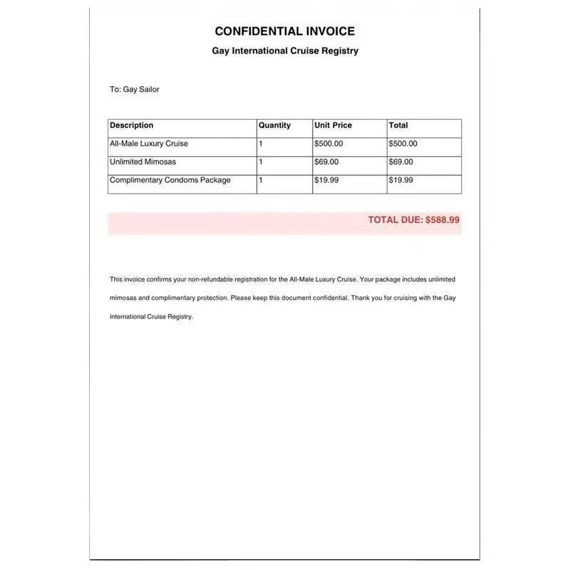 G4y Cruise Prank Mailer - Hilarious Mail Prank - Designed for Prank Lovers Sparking Laughter and Curiosity.