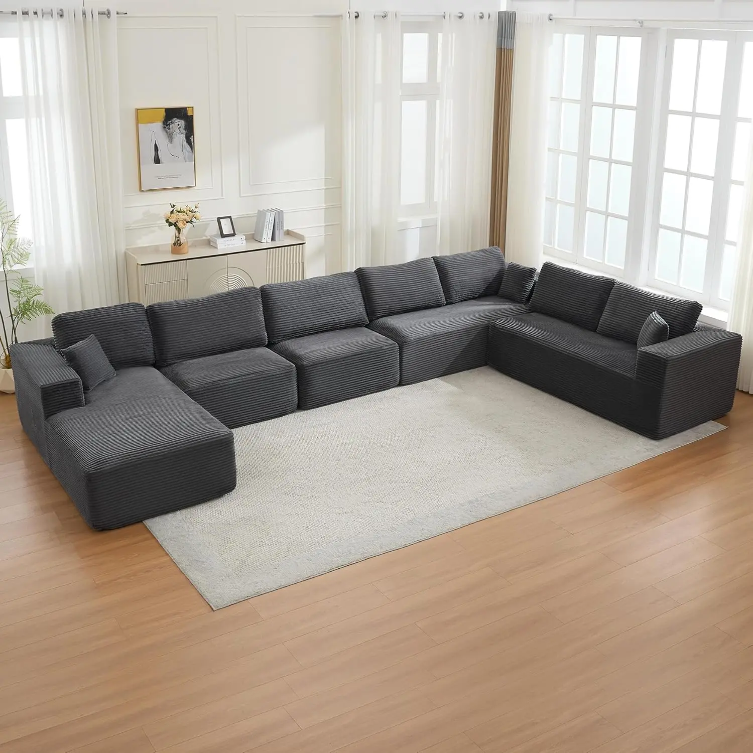 Grey-6 Seater - Left Facing Chaise