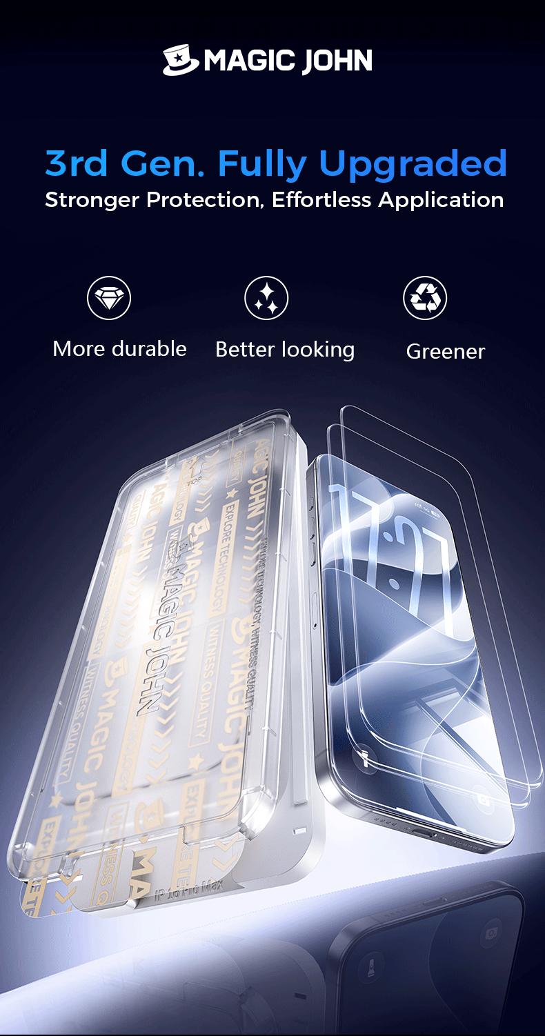 New MAGIC JOHN Premium Upgraded Privacy Screen Protector Dustproof Bubble-Free Design Ultra-Clear for iPhone & Samsung