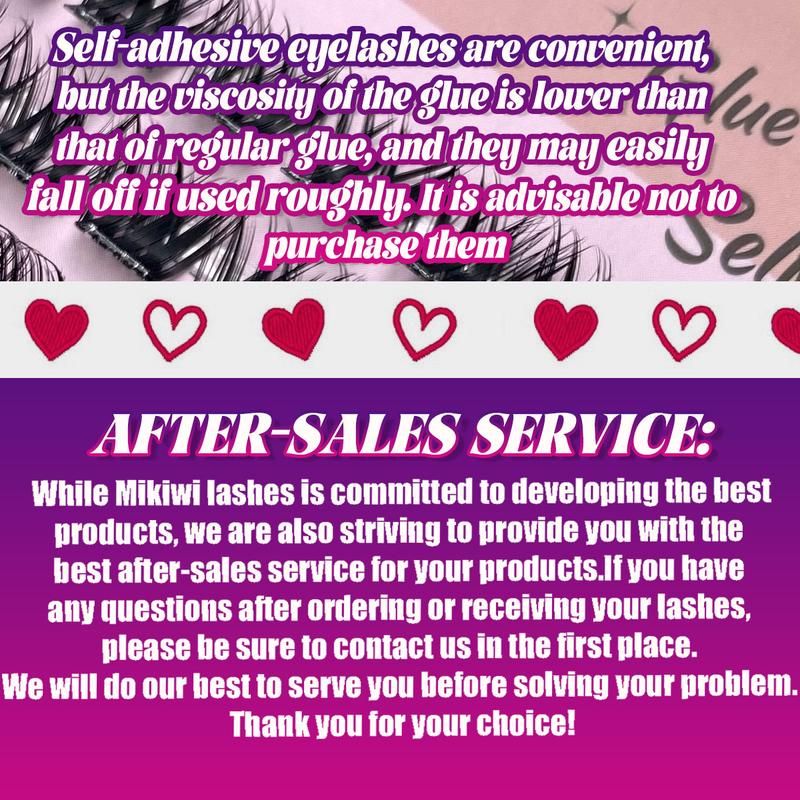 MIKIWI D Curl 110PCS Lash Clusters Wispy Glue Free Eyelash Extensions Fluffy Self Adhesive Individual Lashes 10-16mm Mix Length Natural DIY Cluster Lashes With Soft Thin Band