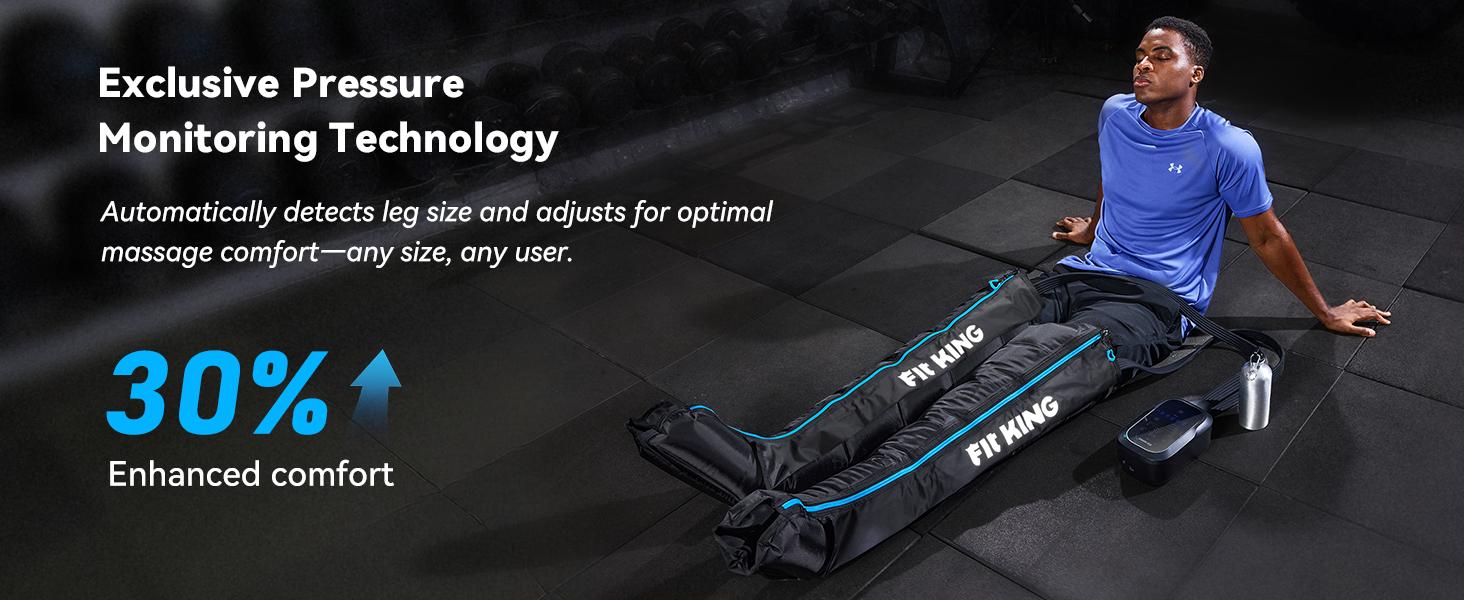 FIT KING Upgraded Cordless Leg Massager Recovery Boots, Professional Air Compression Recovery System, Reduces Muscle Pain and Improves Circulation, Warm-up and Fast Recovery for Athletes, Zone Massage Optional