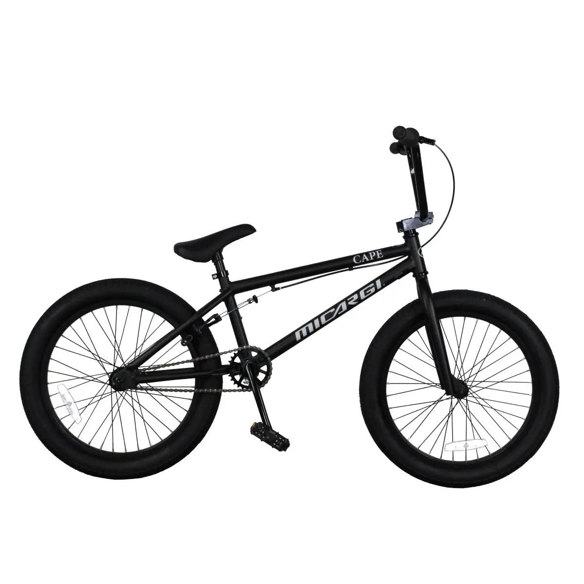Micargi CAPE-MBK Compact Durable EBMX BMX Bicycle - 20 Inch, 20x2.3 In Wheels/Tires, 28T Sprocket, Matte Black, Steel Frame, V-Brakes, 33 Lbs, Unisex Sports & Outdoor Cycling Equipment