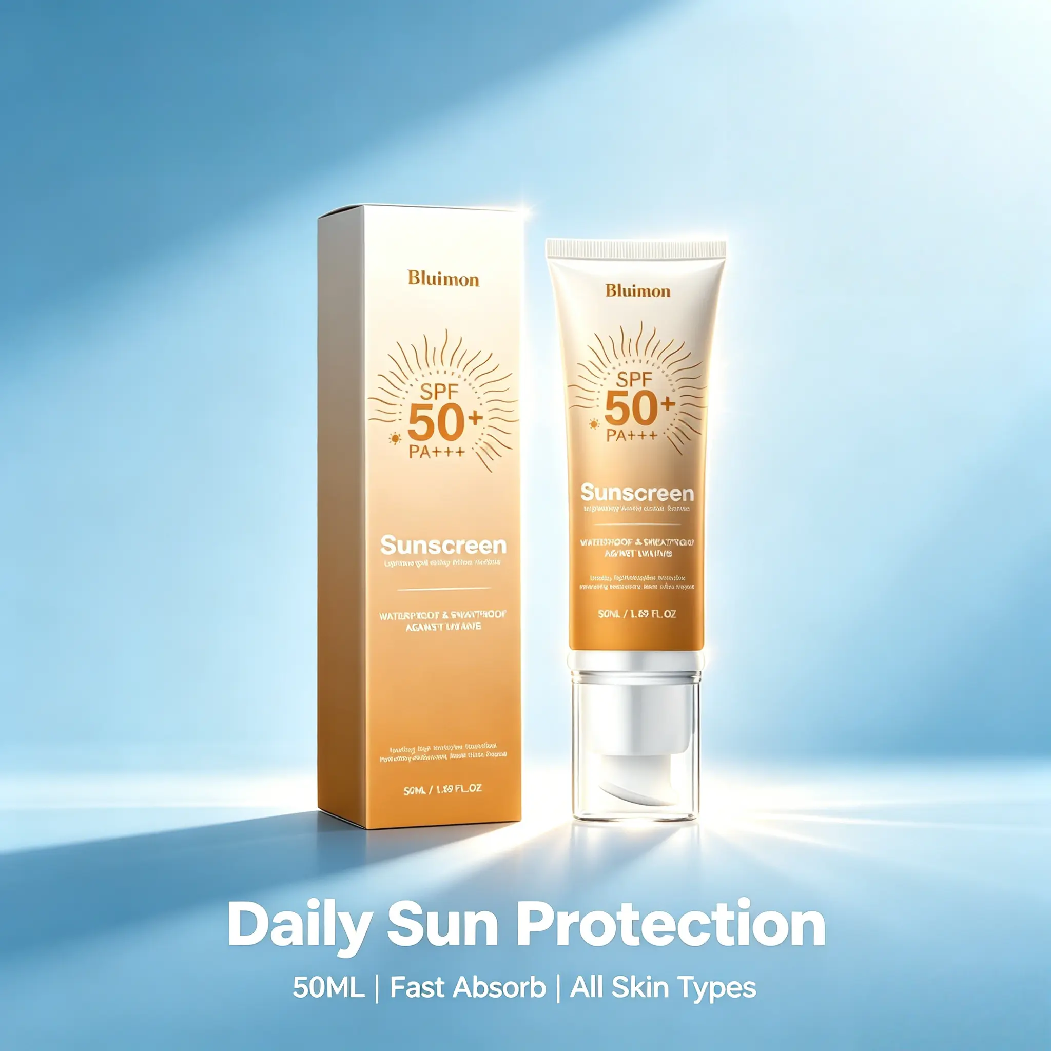 Bluimon Tinted Face Sunscreen & Hydrating Moisturizer - SPF 50+ PA+++, Broad Spectrum, Lightweight, Non-Greasy Finish, Sunscreen for Face