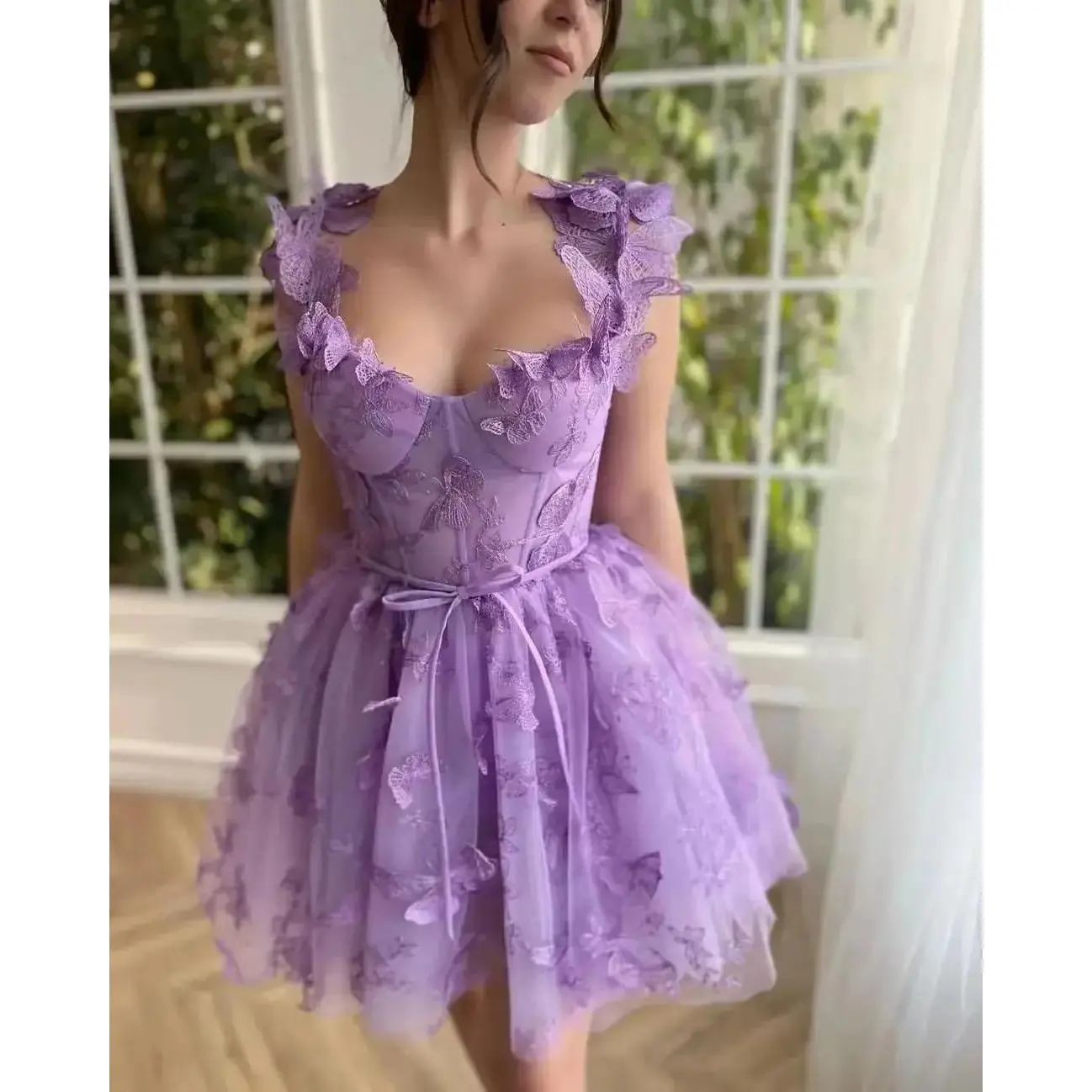 Purple short skirt butterfly dish