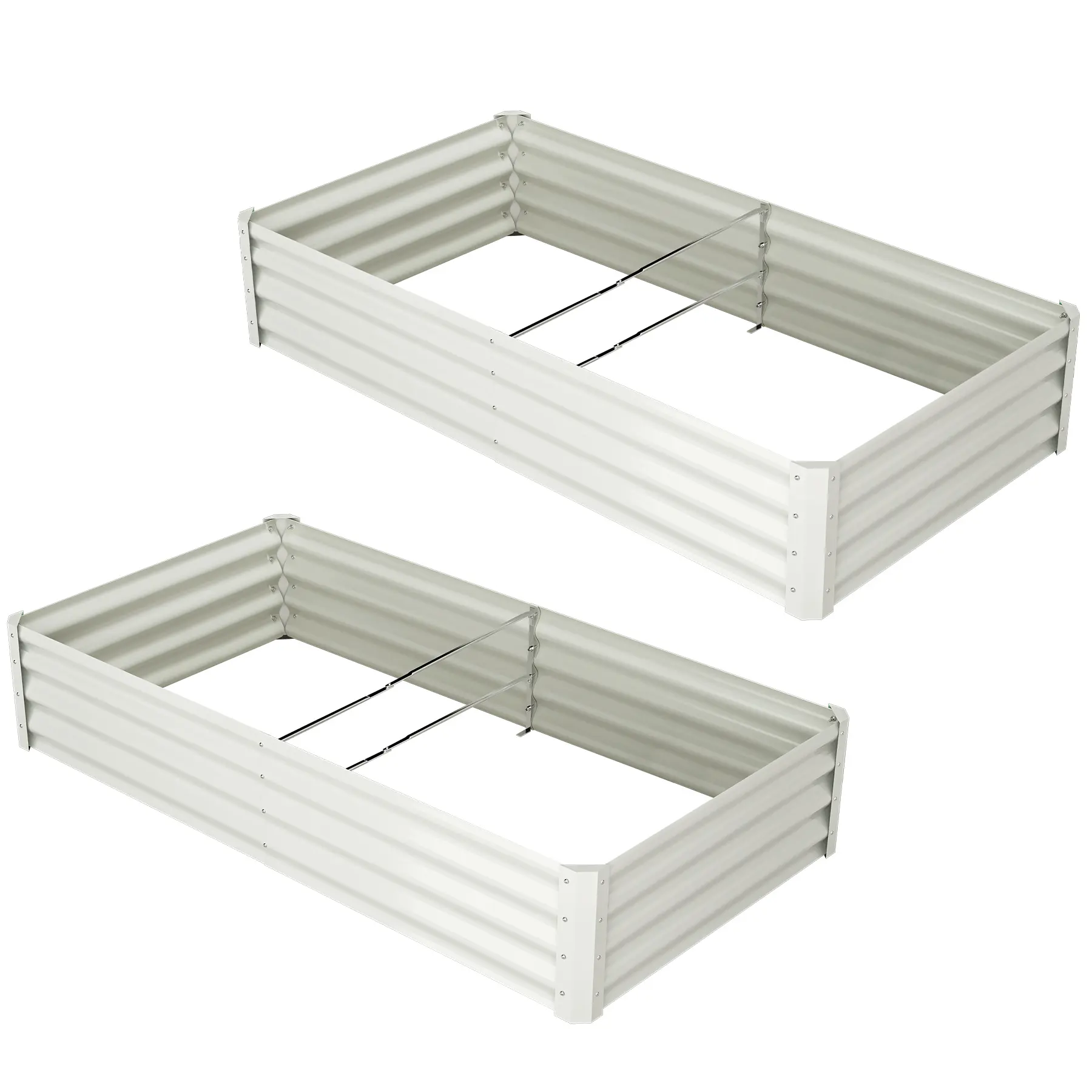 Heavy Duty Galvanized Raised Garden Bed Kit, 2-Pack Large Metal Outdoor Flower Box Planters 2 Pack Large Outdoor Rectangular Planter Boxes with Open Base, Safety Edge & Gloves – For Vegetables, Flowers & Herbs – Size: 6x3x1 FT – Colors: White & Green