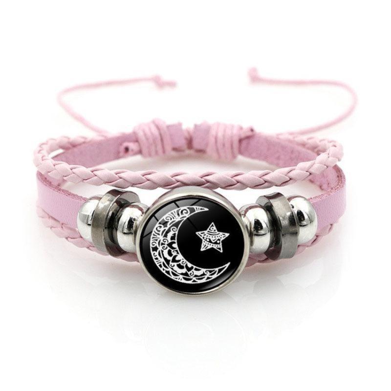 2026 Latest Model Couple’s Sun & Moon Leather Bracelet – Vintage Punk Multi-Layer Beaded Woven Glass Accent Gift, TikTokShopBlackFriday President’s Day Deal