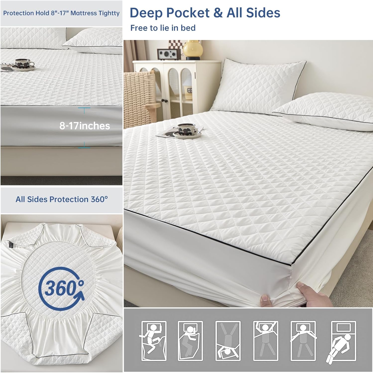 3 pieces of solid color plaid design thickened silent mattress protective cover - soft and comfortable solid color bedding, suitable for bedroom rooms, apartments, school cafeterias, rental rooms (1 mattress + 2 pillowcases)