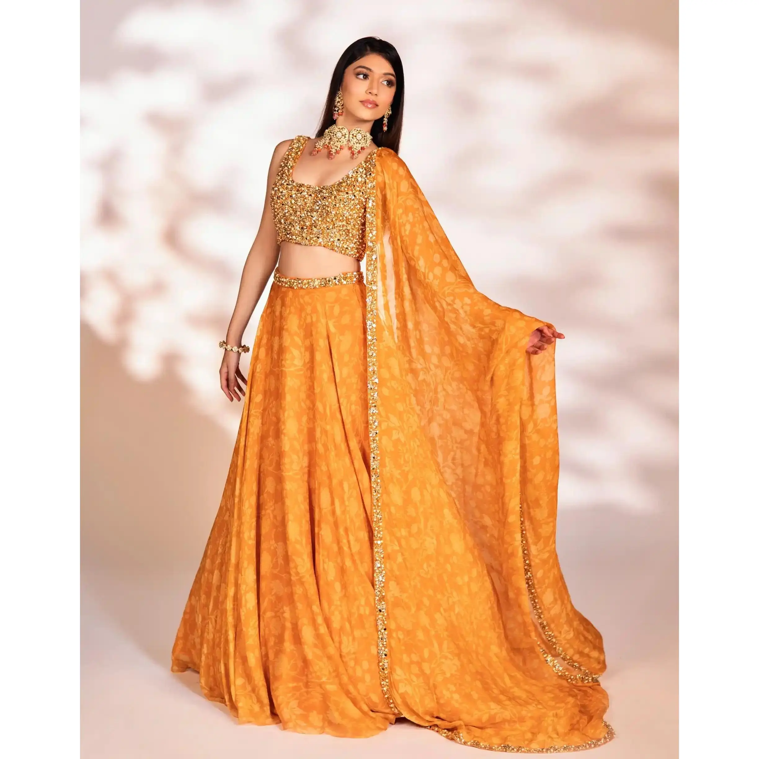 Reha orange lehenga set