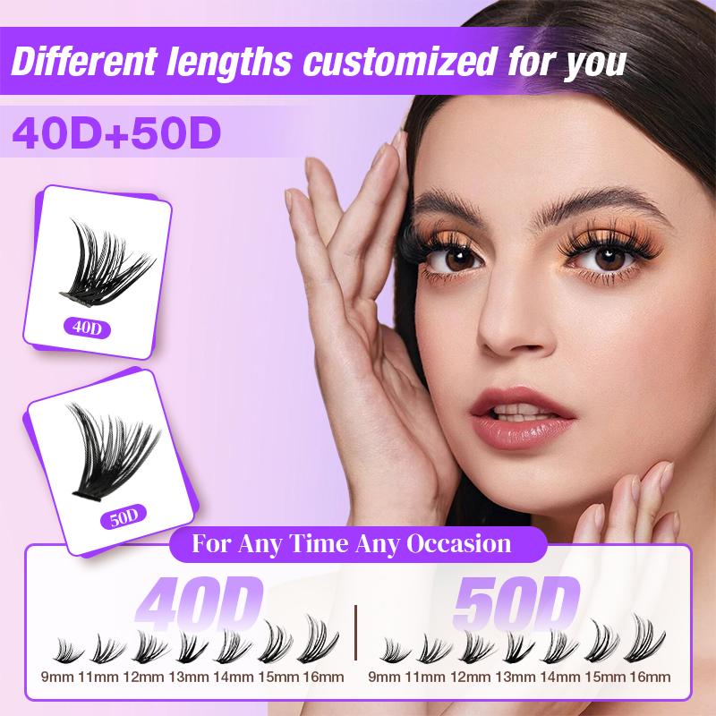 40D+50D Lash Kit – Natural Look, Long-Lasting & Beginner-Friendly Eyelashes with Bond & Seal, Remover Included, DIY Lash Extensions at Home for Daily, Party，WeeklyDeals