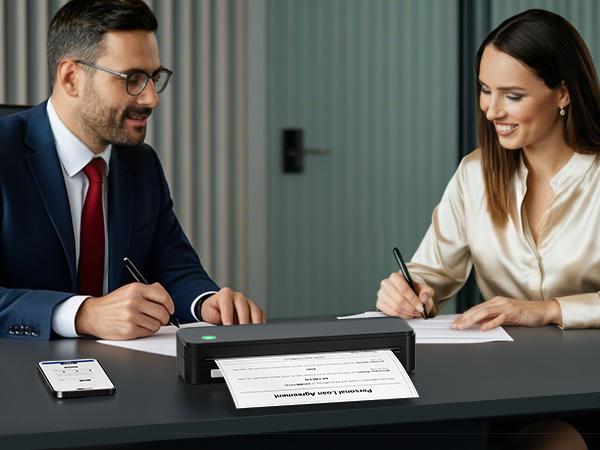 【JADENS】 Portable Thermal Printers,Wireless Bluetooth Smart Printer with 6 Roll Various Sizes Paper,Support US Letter for Business Office Home School