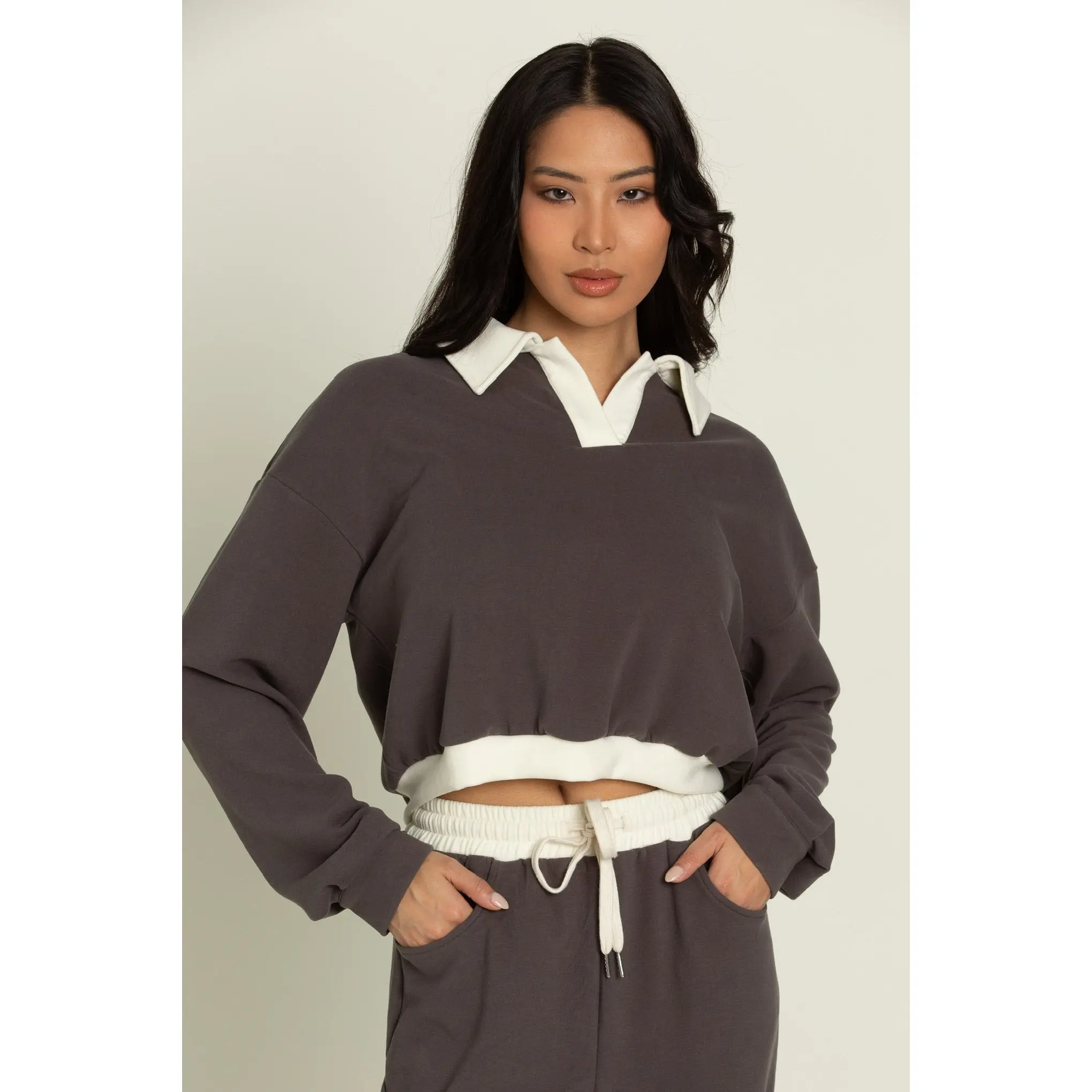 Charcoal Pullover Top