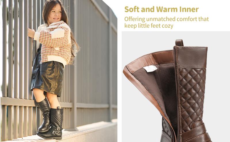 DREAM PAIRS KIDS Girls Knee High Fashion Riding Boots