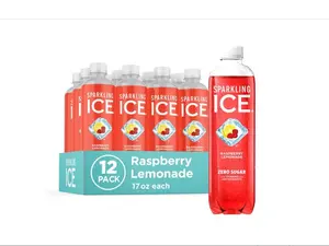 Sparkling Ice, Raspberry Lemonade Sparkling Water, Zero Sugar Flavored Water, with Vitamins and Antioxidants, Low Calorie Beverage, 17 fl oz Bottles (Pack of 12)