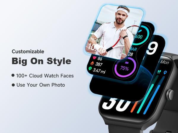 [Spring Deals] Tukio 1.69'' Touch Screen Smartwatch with Fitness Tracker Sleep Monitor Pedometer Stopwatch for Fitness Enthusiasts Holiday Gift Wearable Device