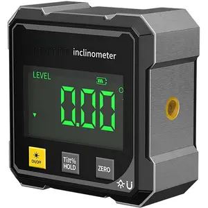 Magnetic Digital Angle Finder with Electronic Laser, Rechargeable Angle Meter 4-side Strong Magnetic Level Box with LCD Backlight Protractor Inclinometer for Woodworking, Construction and Machinery