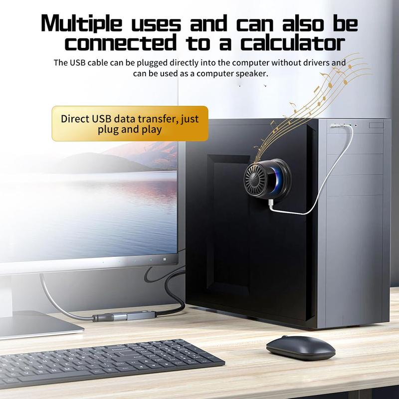 Magnetic Mini Speaker - 5W Mini Speaker, supports Bluetooth 5.4 wireless connection, RGB lighting effect, 7-hour playback time, suitable for portable phone stands for iPhones, travel, and golf carts, black