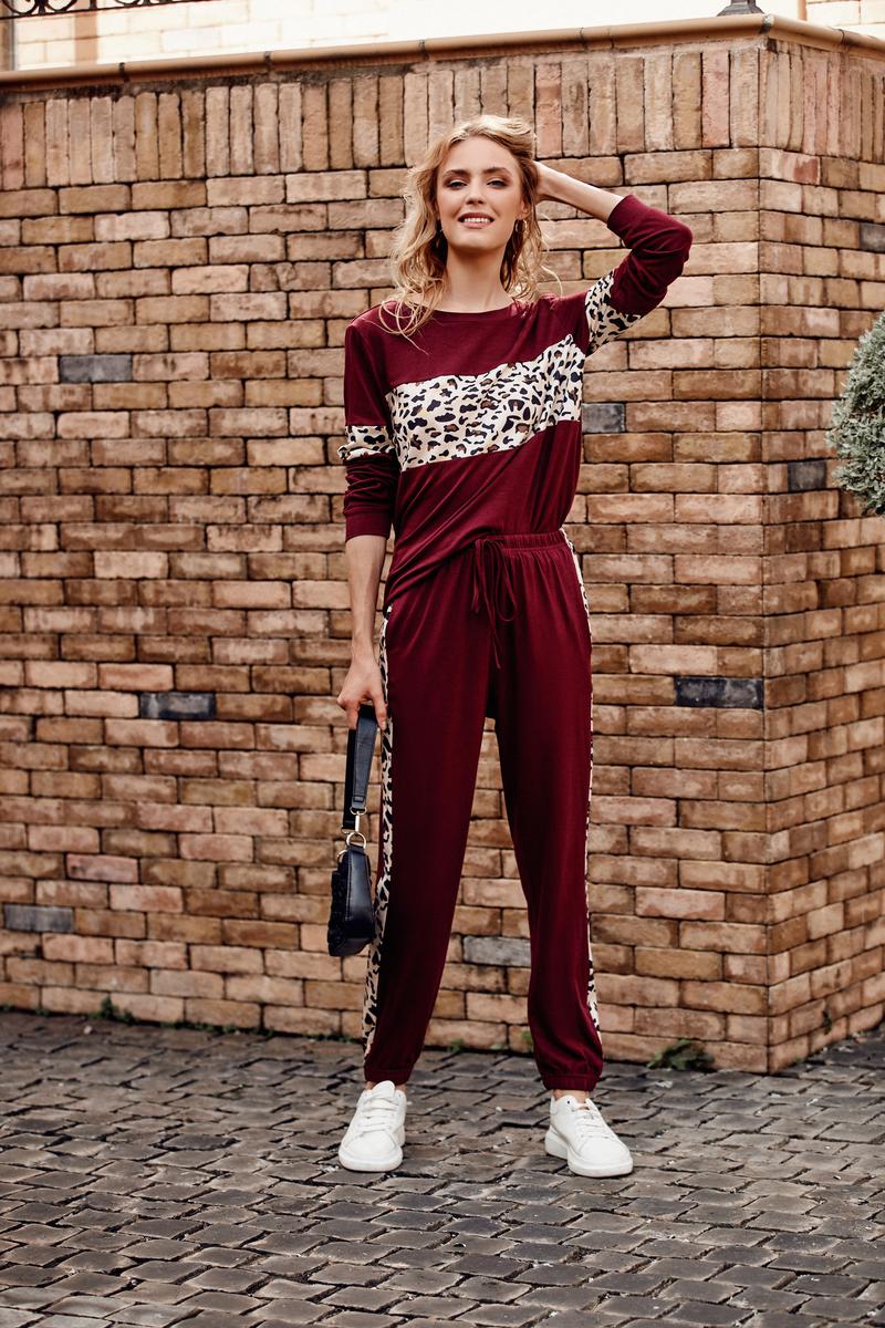 PrettyGarden Women's Leopard  Print 2 Piece Tracksuit Crew Neck Long Sleeve Tops Long Sweatpants Outfits Lounge Sets