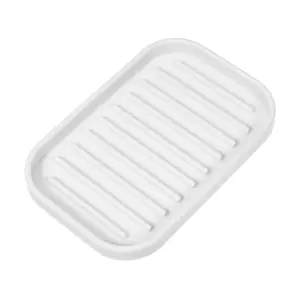 Unique Bargains Soap Dish, Soap Cleaning Storage, Keep Soap Dry for Home Bathroom Kitchen, Silicone, White, 13.5x9cm