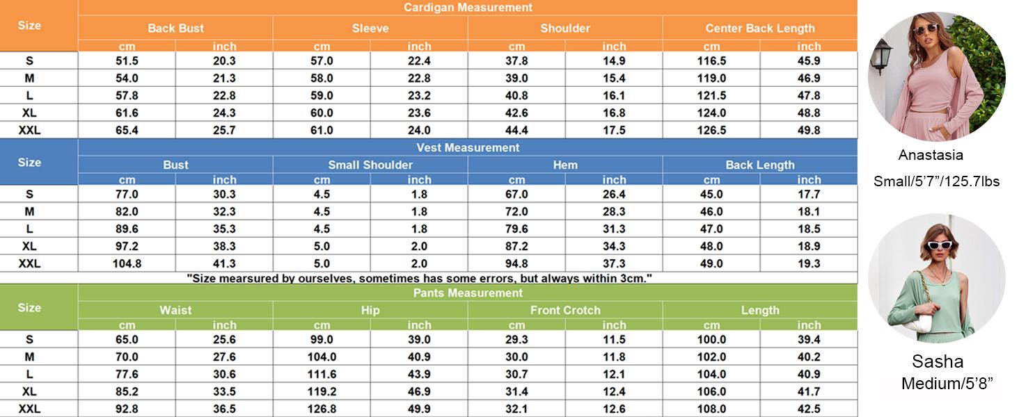 EKOUAER Women's 3 Piece Knit Lounge Set Long Sleeve Cardigan Sleeveless Top Pants Sweatsuit S-XXL