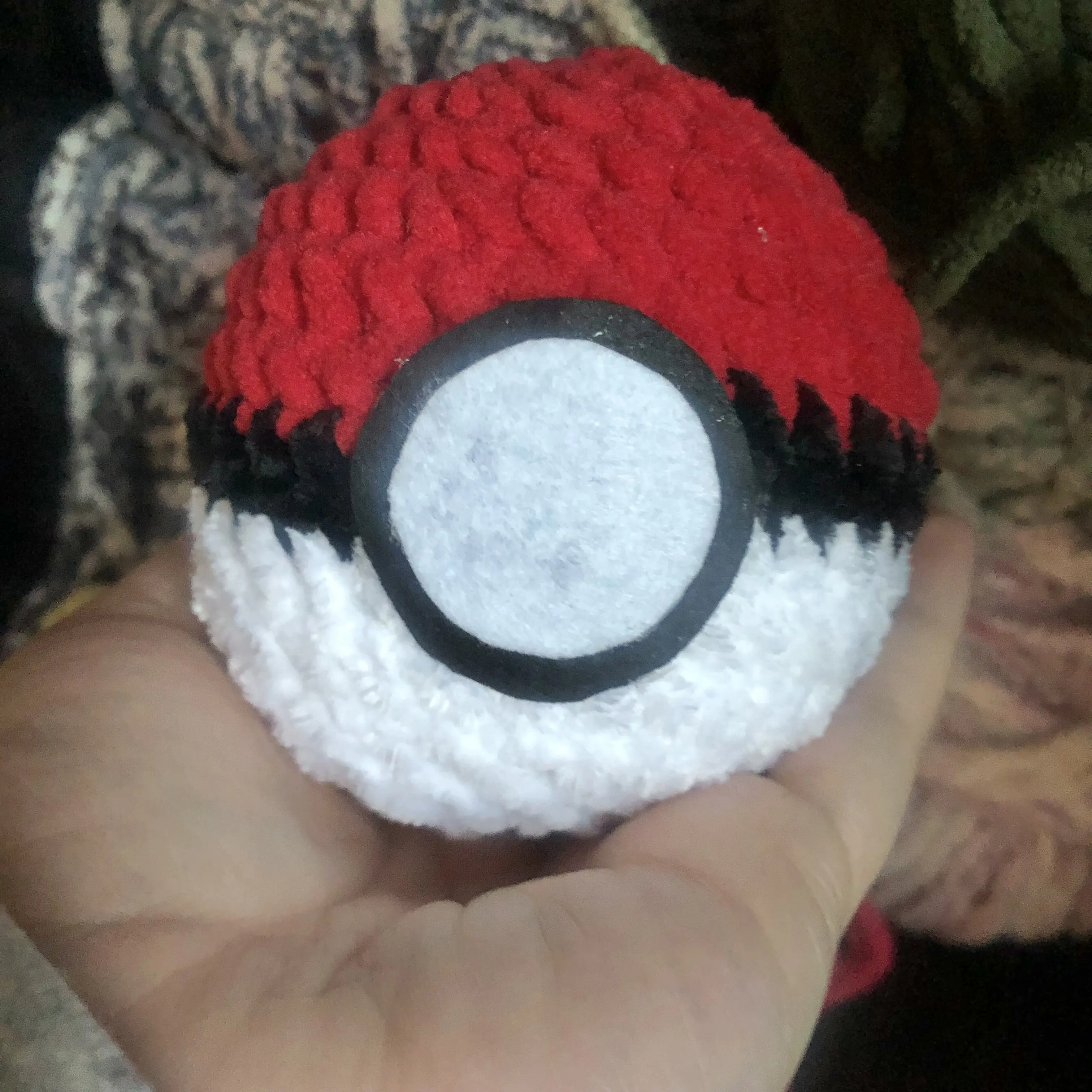 Crochet red and white pokeball pokemon plushie, handmade