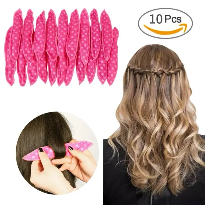 10Pcs Satin Hair Rollers for Women, Heatless Curling Rods with Flexible Soft Foam Sponge Design, Overnight No Heat Curlers for Short & Long Hair, Comfortable Sleep-In Styling Tool for Smooth, Bouncy Curls