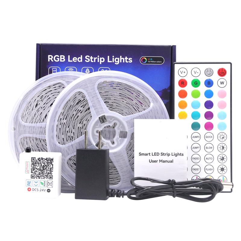 100FT 50FT Smart LED Strip Lights Sync to Music with 44 Key Remote Controller & App Control RGB LED Lights for Bedroom Christmas Decor 100FT 50FT Smart LED Strip Lights Sync to Music with 44 Key Remote Controller & App Control RGB LED Lights for Bedroom Christmas Decor