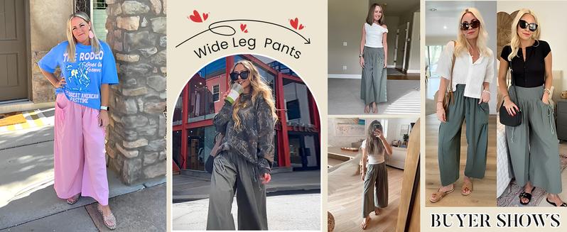 Tanming Women's Wide Leg Track Pants Spring Drawstring Pockets Loose Fit Elastic Waist Capri Hiking Parachute Pants Casual for Hyrox