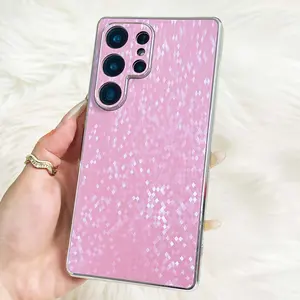 Electroplated Full Glitter Rhombus Diamond Shaped Flash Phone case, Shockproof Bumper Shiny Hard PC Cover for Samsung Galaxy S26 Ultra S25 S24 S23 Ultra Plus