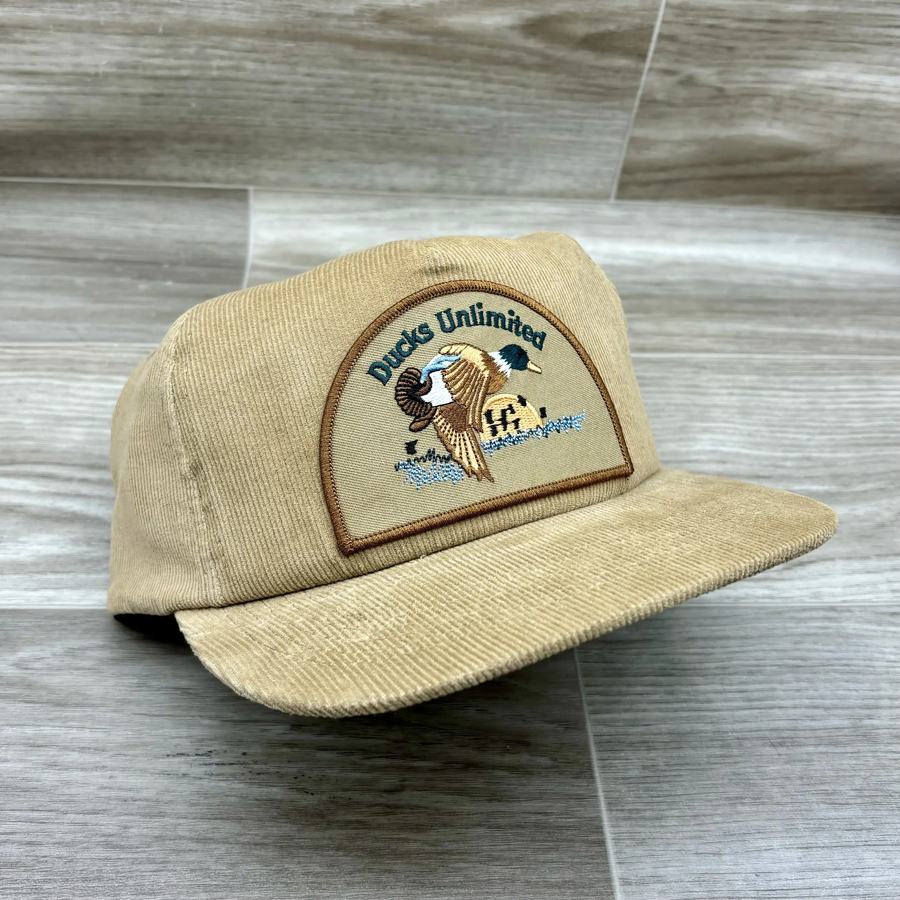 Retro Duck Unlimited Sand Corduroy Hat - Trendy Cap - Unisex Style - Embroidery Pattern - Gift