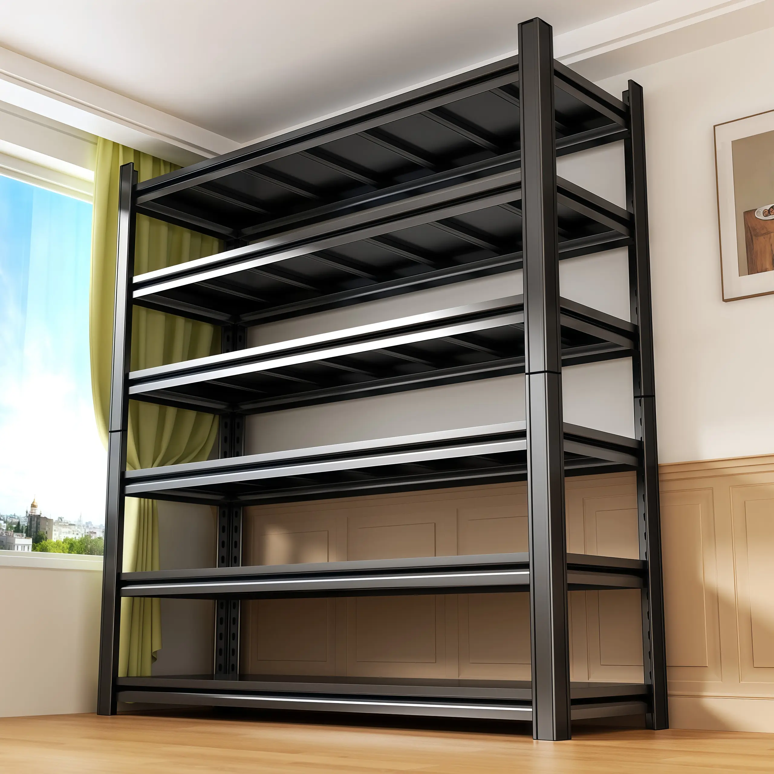 6-Tier Heavy-Duty Steel Storage Rack - Screw-Free Adjustable, Easy-to-Assemble Multi-Purpose Organizing Unit for Garages, Pantries, Basements