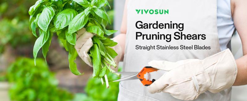 VIVOSUN 6.5 Inch Gardening Scissors Hand Pruner Pruning Shear with Straight Stainless Steel Blades Orange