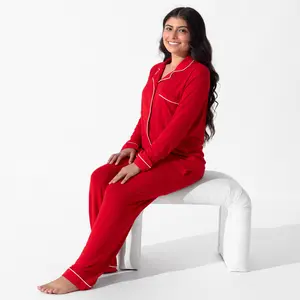 Winterberry Red Bamboo Women's Trim PJ Set