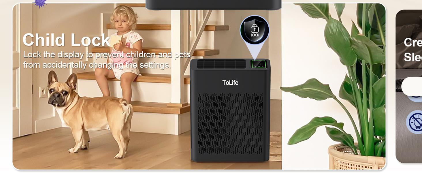 ToLife NEW K2 Air Purifier – Pure HEPA Power for 1095 Ft² Rooms | Smart Auto Mode, PM2.5 Display & Timer | Removes Smoke, Pet Hair & Dust Fast