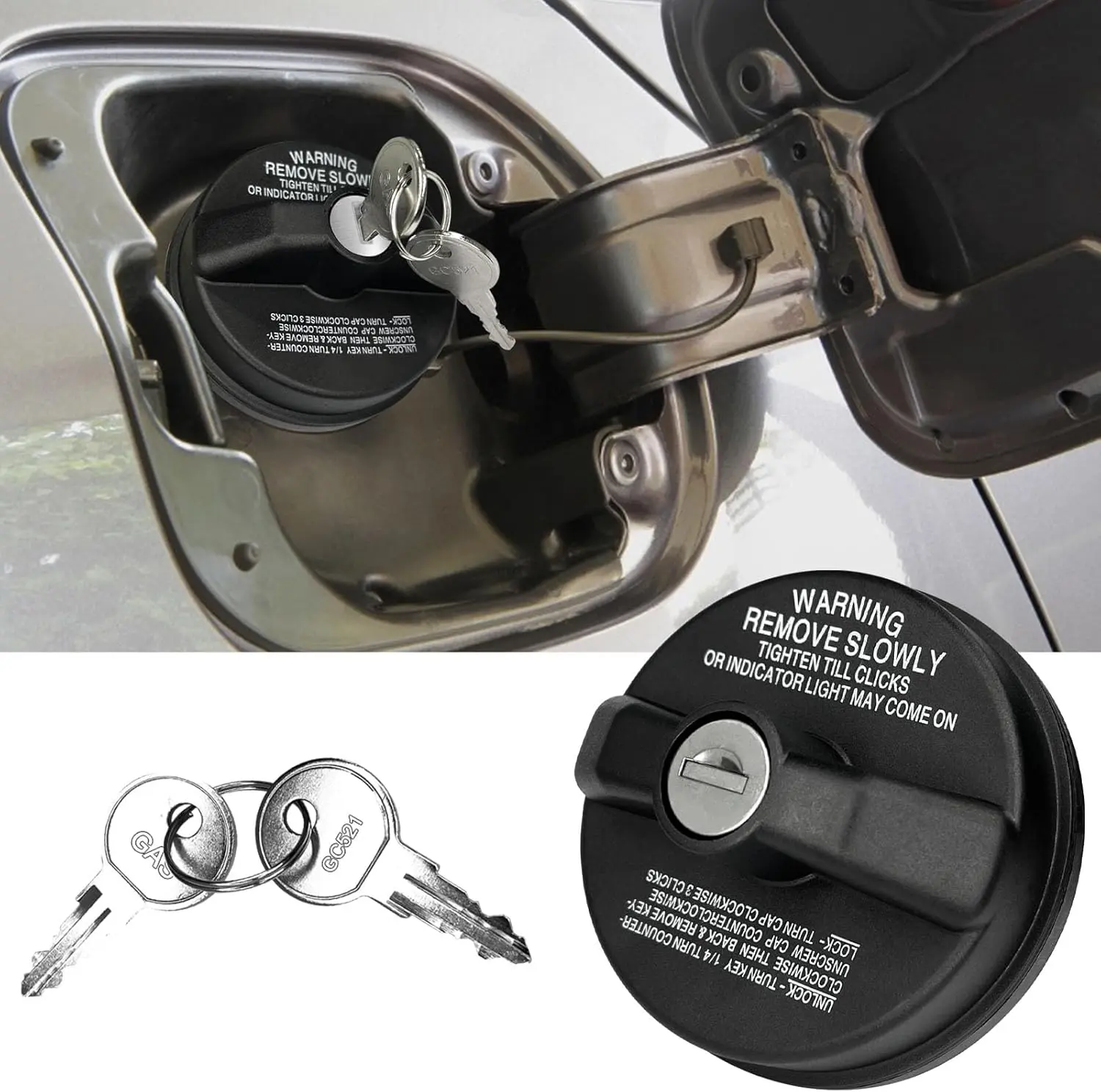 Locking Gas Cap, Lock Fuel Cap Compatible with 4Runner Tacoma Tundra Acura Honda CRV Infiniti Mazda Nissan Buick Cadillac GMC #10504 77300-47020