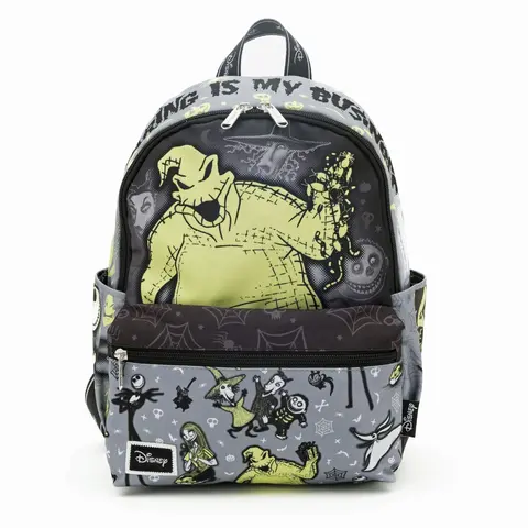 WondaPop Disney The Nightmare Before Christmas Oogie Boogie 13in H x 9.5in W x 4.5in D Nylon Mini Backpack - Graphic, Adjustable Shoulder Strap, Front Pocket, Side Pockets, Inside Zip Safe for Valuables, Female Adults Accessories