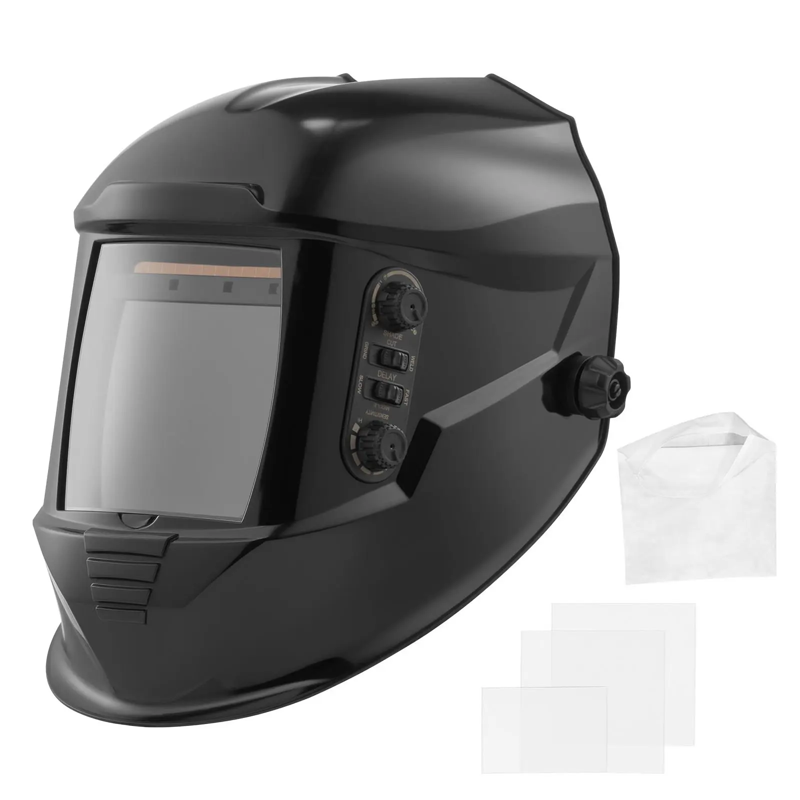 VEVOR METIS Series Auto Darkening Welding Helmet, 3.94x3.74in True Color Hood, 1/1/1/1 Solar-Powered Mask with 4 Arc Sensors, Wide Shade 4/5-9/9-13 for TIG MIG Arc Weld, Grinding Work