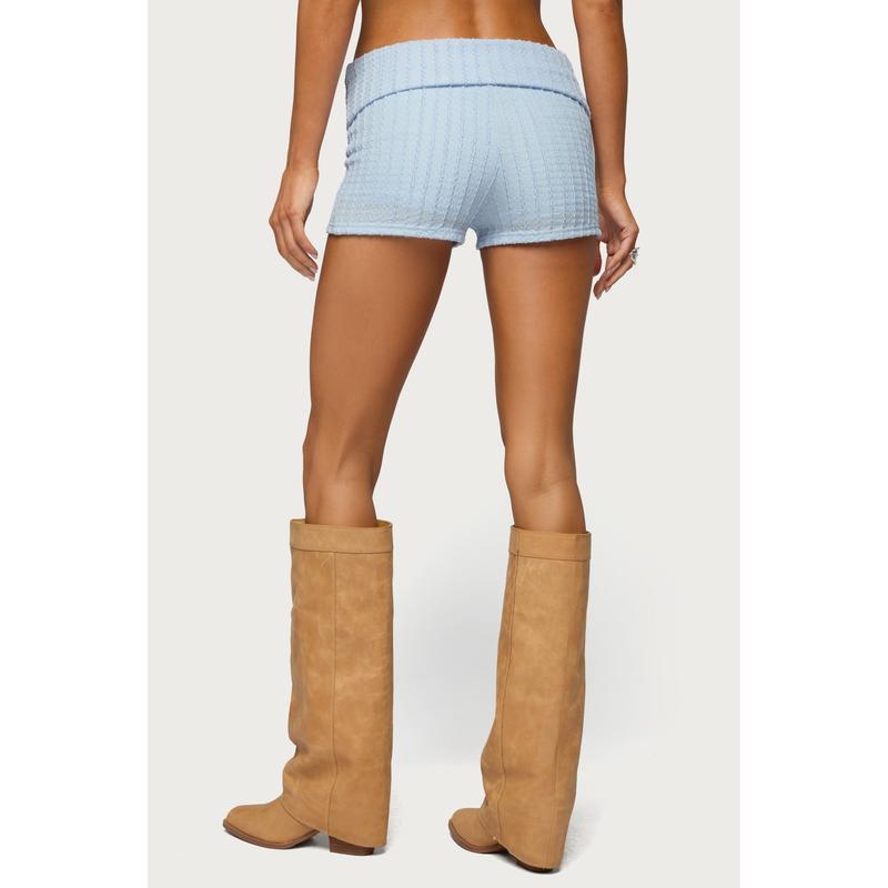 Iyara Textured Knit Foldover Micro Shorts