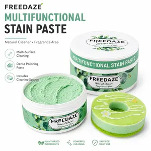 FREEDAZE All Purpose Cleaning Paste with Sponge (300g) - Magic Stain Remover for Stovetop, Oven, Cookware, Tile, Bathtub & White Shoes - Natural Fragrance-Free Multi-Purpose Cleaner