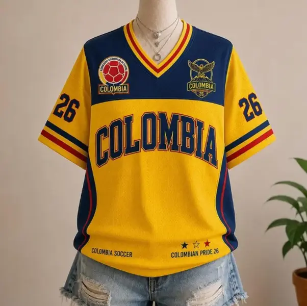 Custom Colombia Jersey, Personalized Soccer Jersey, Colombia Soccer Jersey, Retro Team Shirt, Custom Name Number Jersey, Football Fan