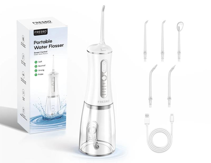 Water Dental Flosser 50-Day Battery, IPX7 Waterproof, 5 Tips, 300ML Oral Irrigator for Braces & Sensitive Gums | Deep Plaque Removal, 4 Modes