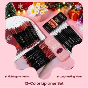 12-Color Lip Liner Set - Long Lasting Matte Lip Liner 12Pcs, Waterproof & Moisturizing, Easy Coloring Tinted Lip Stain for Women, All Occasion Makeup Accessories, Daily Essential